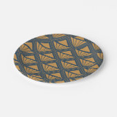 Gold und dunkelblau Art Deco Design mit Rhombus Pappteller (Schrägansicht)