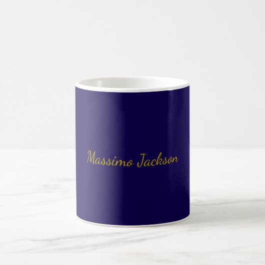 Gold und dunkelblaue Farbe, professionell schlicht Kaffeetasse (Mittel)