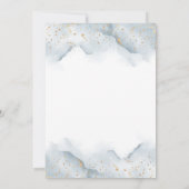 Gold und Dusty Blue Watercolor Babydusche Einladung (Rückseite)