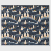 Gold und Dusty Blue Winter Geschenkpapier (Flach)