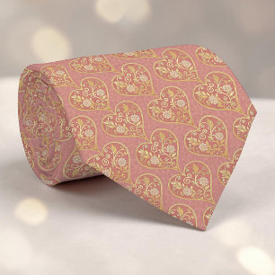 Gold- und Dusty-Pink elegante Herz Custom-Halstuch Krawatte