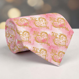 Gold- und Dusty-Pink-elegantes-Herz individuell an Krawatte