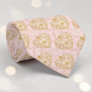 Gold- und Dusty-Pink-elegantes-Herz-Krawatte nach Krawatte