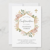 Gold und elegante neutrale Flora | Bestätigung Einladung (Vorderseite)