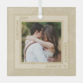 Gold und Elfenbein-Foto Ornament Aus Glas (Vorderseite)