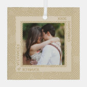 Gold und Elfenbein-Foto Ornament Aus Glas (Rückseite)