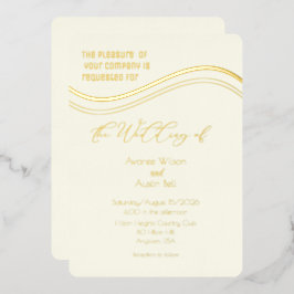 Gold- und Elfenbein-Minimalismus-Hochzeitseinladun Folieneinladung