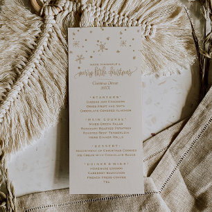 Gold und Elfenbeinküste Snowflake Weihnachtsessen Menükarte