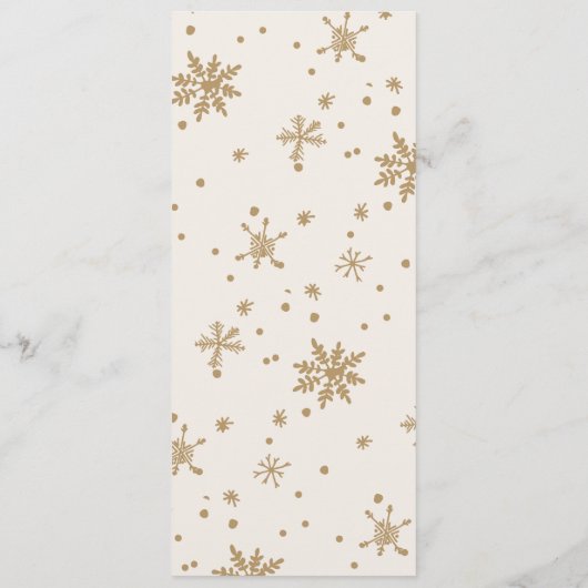 Gold und Elfenbeinküste Snowflake Weihnachtsessen Menükarte (Rückseite)