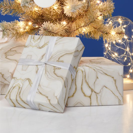 Gold- und Elfenbeinmarmor Geschenkpapier (Feiertage)