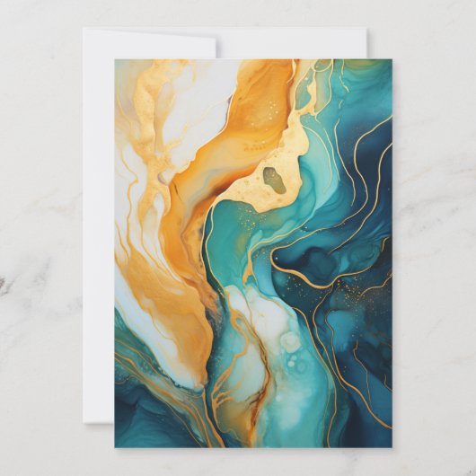 Gold und Emerald Alkohol Tinte Hochzeit Einladung (Rückseite)