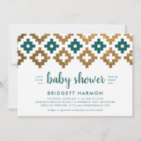 Gold und Emerald Boho Aztec Baby Shower