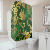 Gold und Emerald Green Damask Duschvorhang (Beispiel)