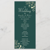 Gold und Emerald Green Wedding Program Programm (Vorderseite)