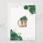 Gold und Emerald Green Western Charra Quinceañera Einladung (Rückseite)