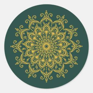 Gold und Emerald Mehendi Henna Umschlag Aufkleber