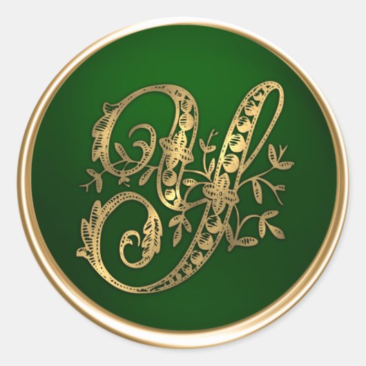 Gold und Emerald Monogram Y Umschlag Aufkleber (Vorderseite)