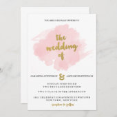 Gold und erröten Hochzeits-Einladung Einladung (Vorne/Hinten)