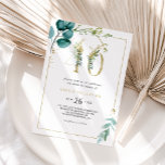 Gold und Eukalyptus 40. Geburtstags-Party Einladung<br><div class="desc">Diese Party Einladung aus Gold und Eukalyptus zum 40. Geburtstag eignet sich perfekt für eine elegante 40. Geburtstagsfeier. Das Design besteht aus handbemalten Aquarellgrün,  goldenen und blauen Blätter und Blume,  die in Bouquets und geometrisch eleganten Rahmen gepflegt sind.</div>
