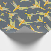 Gold und Gelb farbige Libellen Geschenkpapier (Ecke)