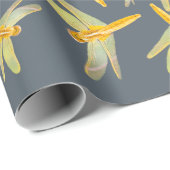 Gold und Gelb farbige Libellen Geschenkpapier (Rolleneckpunkt)