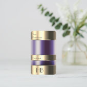 Gold und Glas können die Monogramm-Qualität Lila F Visitenkarte (Stehend Vorderseite)