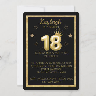 Gold- und Glitter-Einladung zum 18. Geburtstag Einladung