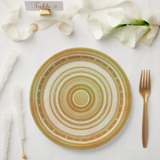 Gold- und Glitter-Mandala Pappteller (Hochzeit)