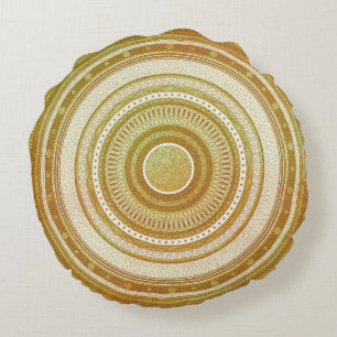 Gold- und Glitter-Mandala Rundes Kissen