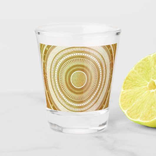 Gold- und Glitter-Mandala Schnapsglas (Vorderseite)