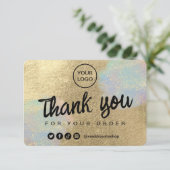 Gold und Glitzer Dankeskarte (Stehend Vorderseite)