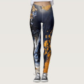 Gold- und Glitzer-Marmor-Textur Skulptur Stille Leggings (Vorderseite)