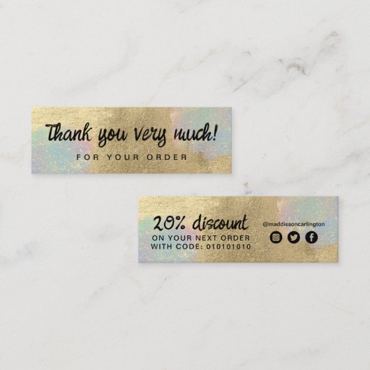 Gold und Glitzer Mini Visitenkarte (Vorne/Hinten)