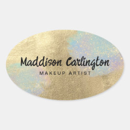 Gold und Glitzer Ovaler Aufkleber