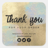 Gold und Glitzer Quadratischer Aufkleber (Vorderseite)