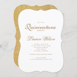 Gold und Glitzer Quinceanera Einladung