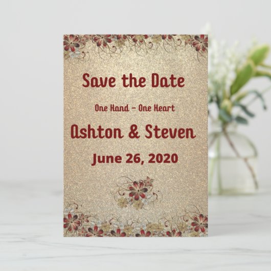 Gold und Glitzer Save The Date (Stehend Vorderseite)