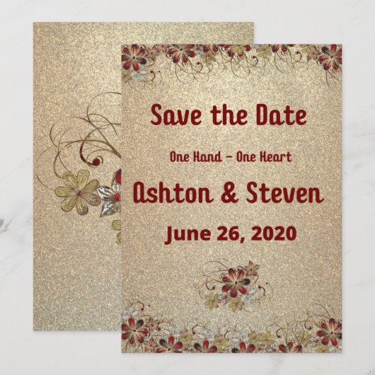 Gold und Glitzer Save The Date (Vorne/Hinten)