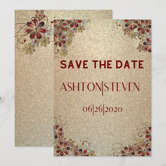 Gold und Glitzer Save the Date (Vorne/Hinten)