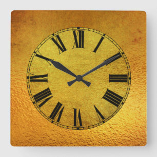 Gold- und Goldfoileffekt Quadratische Wanduhr