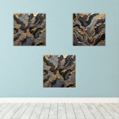 Gold und Grau Abstrakte Imitate Textur Bilderwand Sets (Holzboden)