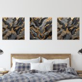 Gold und Grau Abstrakte Imitate Textur Bilderwand Sets (Schlafzimmer)
