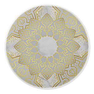 Gold- und Grau-Medaillon-Keramikknopf/-griff Keramikknauf
