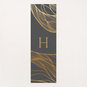 Gold- und Grau-modernes Muster-Monogramm Yogamatte (Vorderseite)