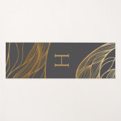 Gold- und Grau-modernes Muster-Monogramm Yogamatte (Vorderseite (Horizontal))