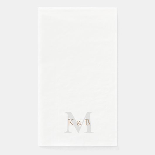 Gold und Grau Monogram weiß Serviette (Vorderseite)