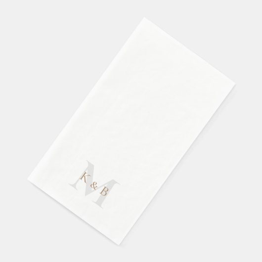 Gold und Grau Monogram weiß Serviette (Ecke)