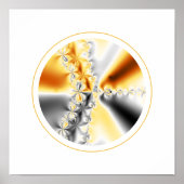Gold und Grau Symmetrisches Fraktal Poster (Vorne)