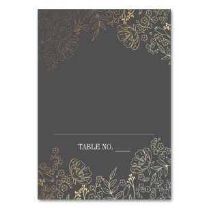 Gold und graue Blumendekor-Platzkarten Tischnummer