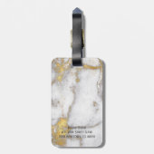 Gold und graues Marmormuster-Monogramm Gepäckanhänger (Rückseite vertikal)